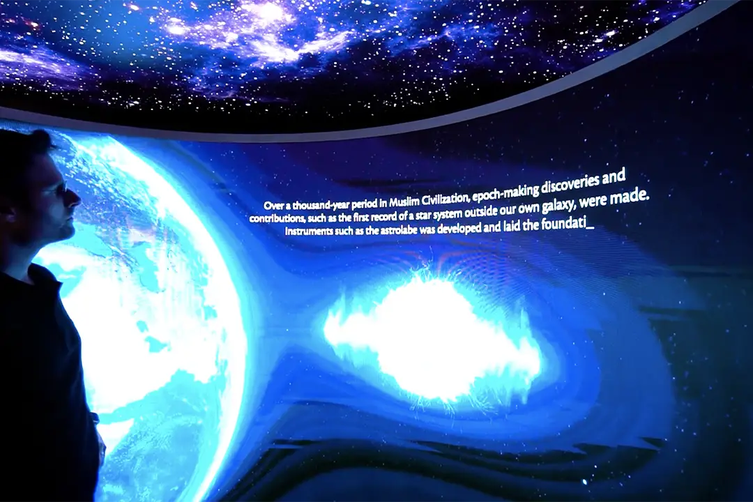 a well-lighted and immersive booth designed and installed by C Square for UAE Space Agency